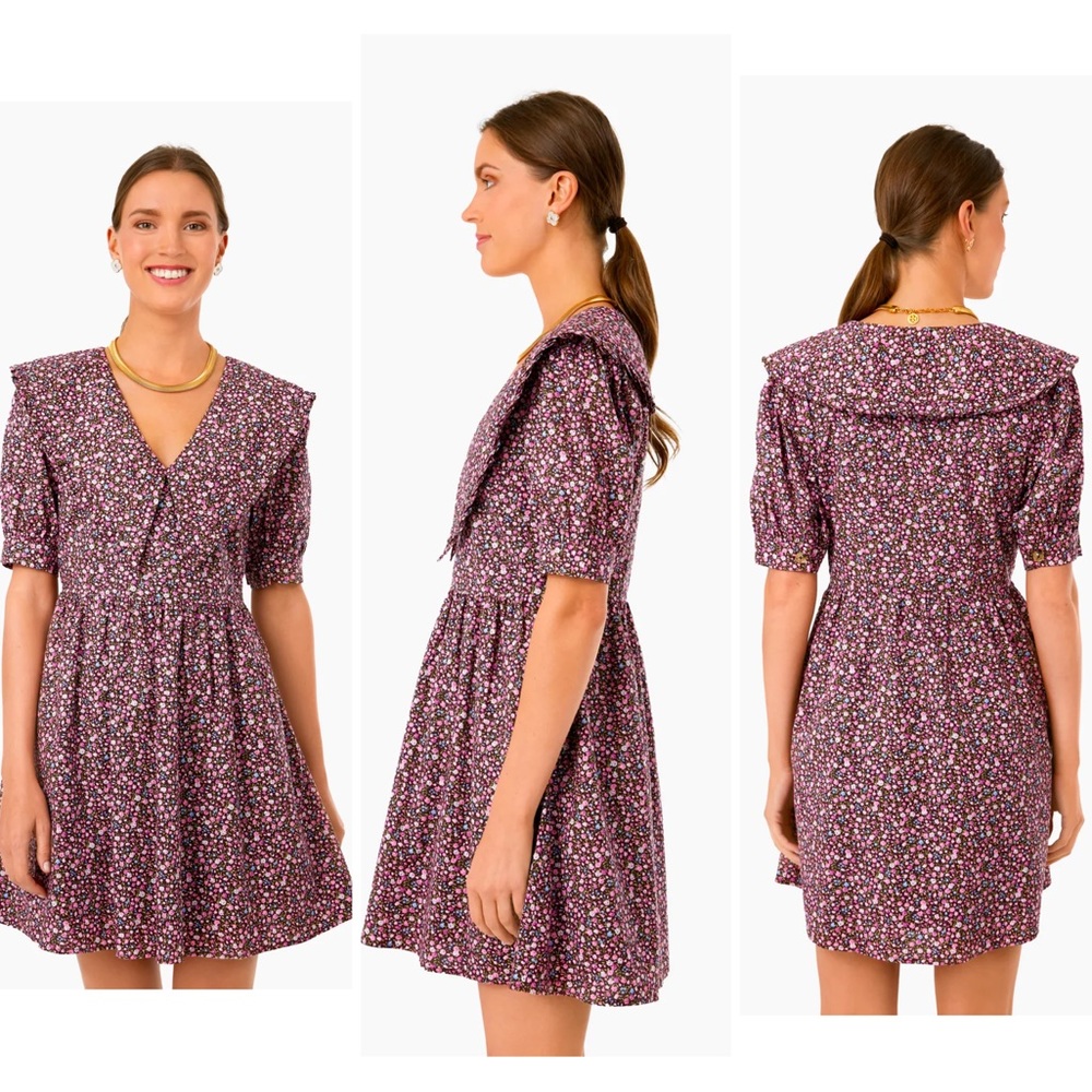 open lace back dress Red & Purple Jacquard Janie Mini Dress Hyacinth House Red & Purple Jacquard / M main image 1